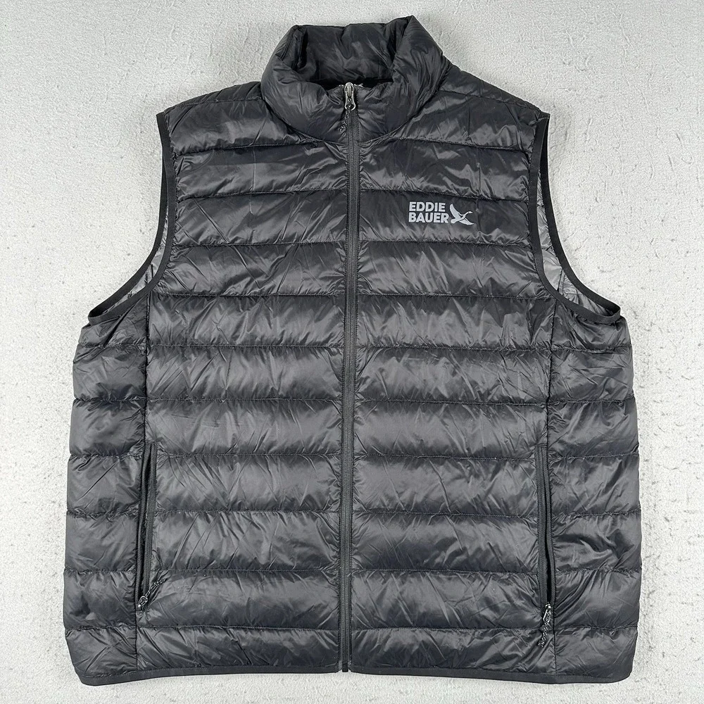 Eddie Bauer Down 650 Vest Men's XL Black Puffer Full Zip‎ Insulated Cirruslite